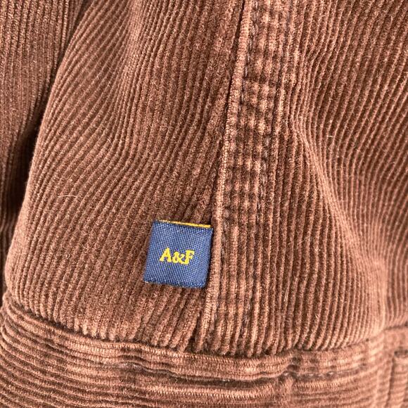 Abercrombie & Fitch Brown Corduroy Sherpa Lined Trucker Coat Western Y2K Medium - Picture 7 of 10